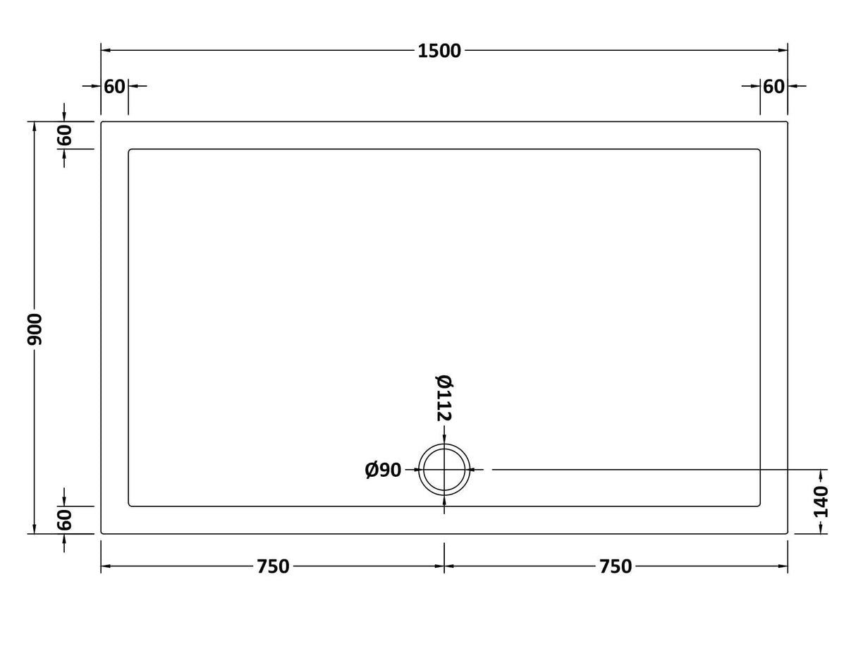 Slip Resistant Slimline Rectangular Shower Tray - Choice of Size