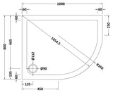 Slip Resistant Slimline Offset Quadrant Shower Tray - Choice of Size and Orientation