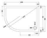 Slip Resistant Slimline Offset Quadrant Shower Tray - Choice of Size and Orientation