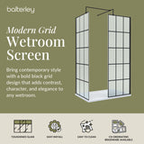 Contemporary 8mm Glass Walk In Wetroom Screens with Matt Black Framed Design and Shower Tray - Choice of Size