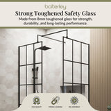 Contemporary 8mm Glass Walk In Wetroom Screens with Matt Black Framed Design and Shower Tray - Choice of Size