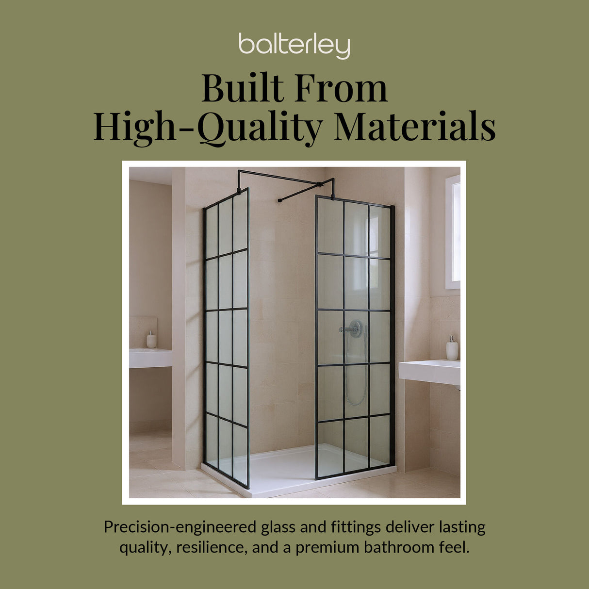 Contemporary 8mm Glass Walk In Wetroom Screens with Matt Black Framed Design and Shower Tray - Choice of Size