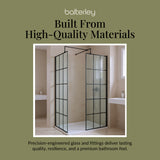 Contemporary 8mm Glass Walk In Wetroom Screens with Matt Black Framed Design and Shower Tray - Choice of Size