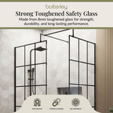 Contemporary 8mm Glass Walk In Wetroom Screens with Matt Black Framed Design and Shower Tray - Choice of Size