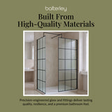 Contemporary 8mm Glass Walk In Wetroom Screens with Matt Black Framed Design and Shower Tray - Choice of Size