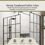 Contemporary 8mm Glass Walk In Wetroom Screens with Matt Black Framed Design and Shower Tray - Choice of Size