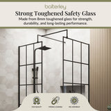 Contemporary 8mm Glass Walk In Wetroom Screens with Matt Black Framed Design and Shower Tray - Choice of Size