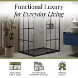 Contemporary 8mm Glass Walk In Wetroom Screens with Matt Black Framed Design and Shower Tray - Choice of Size