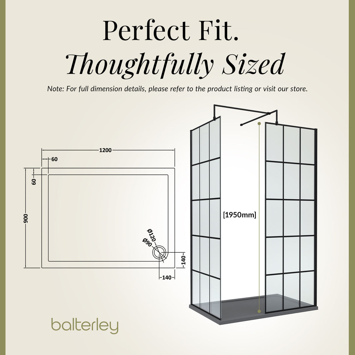 Contemporary 8mm Glass Walk In Wetroom Screens with Matt Black Framed Design and Shower Tray - Choice of Size