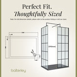 Contemporary 8mm Glass Walk In Wetroom Screens with Matt Black Framed Design and Shower Tray - Choice of Size