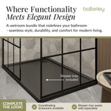 Contemporary 8mm Glass Walk In Wetroom Screens with Matt Black Framed Design and Shower Tray - Choice of Size