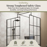 Contemporary 8mm Glass Walk In Wetroom Screens with Matt Black Framed Design and Shower Tray - Choice of Size