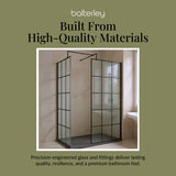 Contemporary 8mm Glass Walk In Wetroom Screens with Matt Black Framed Design and Shower Tray - Choice of Size