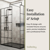 Contemporary 8mm Glass Walk In Wetroom Screens with Matt Black Framed Design and Shower Tray - Choice of Size