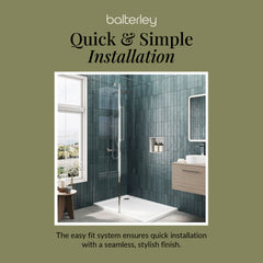 Contemporary 8mm Glass Walk In Wetroom Screen and Hinged Return Screen and Shower Tray - Choice of Size and Finish