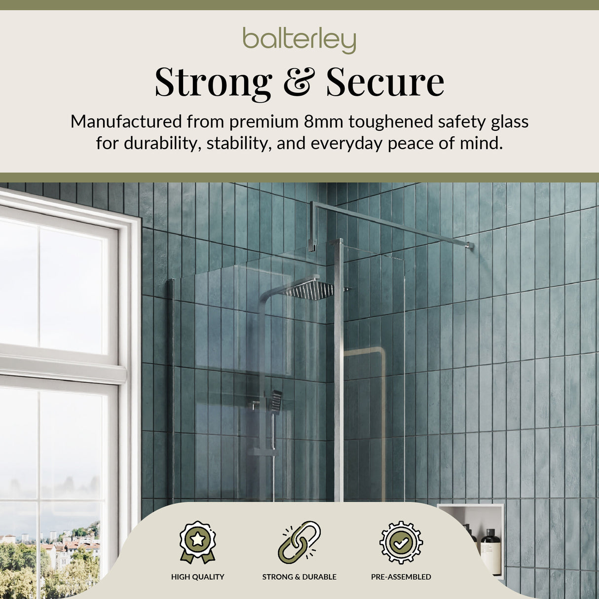 Contemporary 8mm Glass Walk In Wetroom Screen and Hinged Return Screen and Shower Tray - Choice of Size and Finish