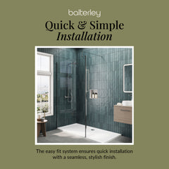 Contemporary 8mm Glass Walk In Wetroom Screen and Hinged Return Screen and Shower Tray - Choice of Size and Finish