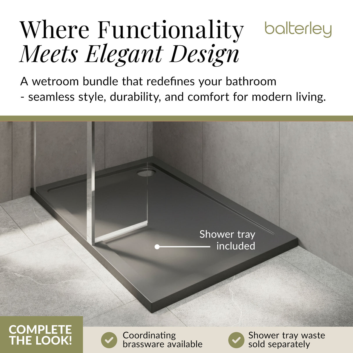 Contemporary 8mm Glass Walk In Wetroom Screen and Hinged Return Screen and Shower Tray - Choice of Size and Finish