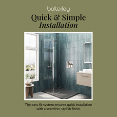 Contemporary 8mm Glass Walk In Wetroom Screen and Hinged Return Screen and Shower Tray - Choice of Size and Finish