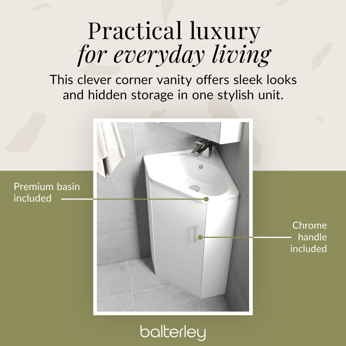 Gloss White Corner Bathroom Cloakroom Vanity Basin Unit - 1 or 2 Door Option