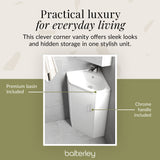 Gloss White Corner Bathroom Cloakroom Vanity Basin Unit - 1 or 2 Door Option