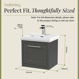 Traditional Wall Hung Vanity Basin Unit with Fireclay Basin - Choice of Size, Colour and Basin Type