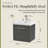 Traditional Wall Hung Vanity Basin Unit with Fireclay Basin - Choice of Size, Colour and Basin Type