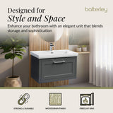 Traditional Wall Hung Vanity Basin Unit with Fireclay Basin - Choice of Size, Colour and Basin Type