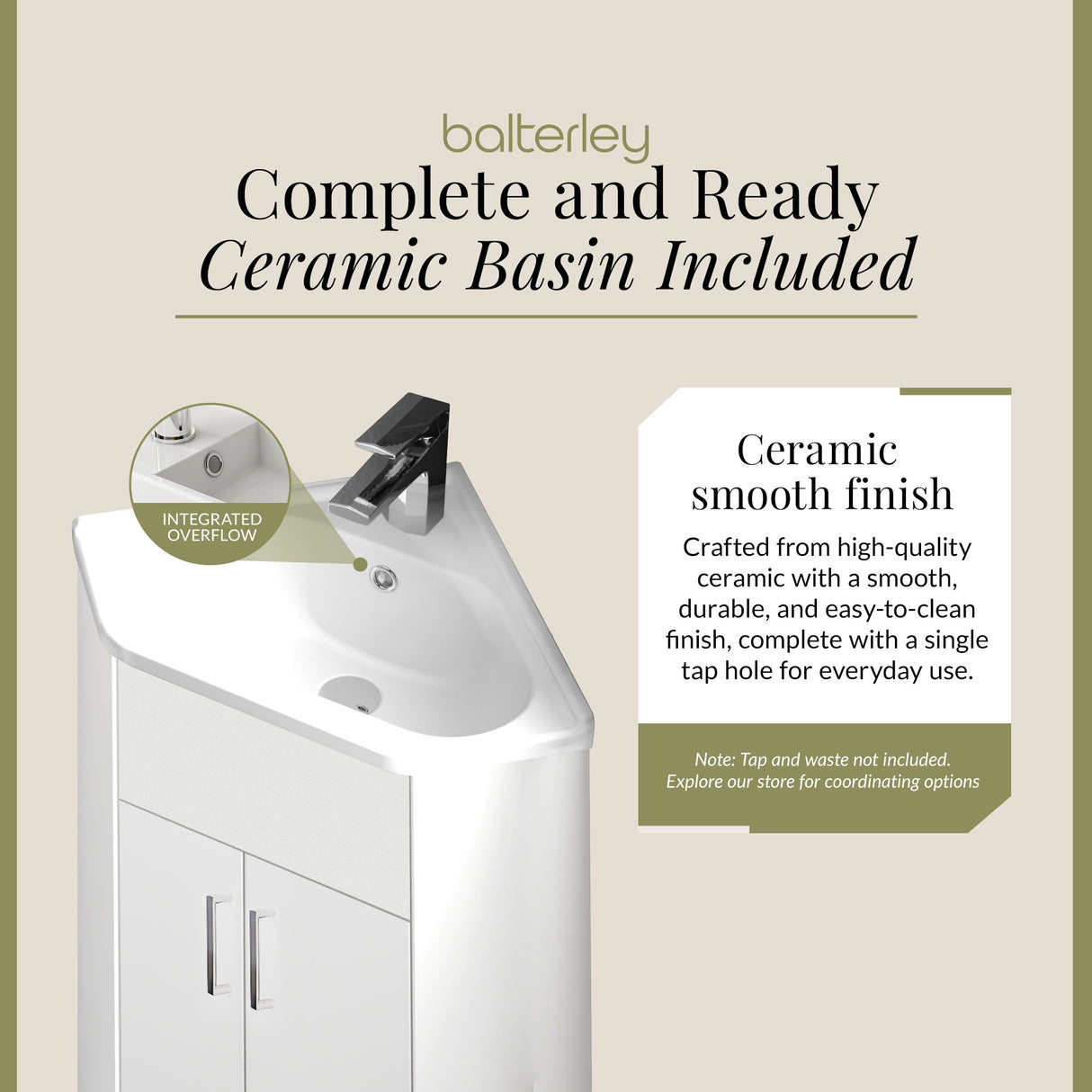 Gloss White Corner Bathroom Cloakroom Vanity Basin Unit - 1 or 2 Door Option