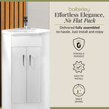 Gloss White Corner Bathroom Cloakroom Vanity Basin Unit - 1 or 2 Door Option