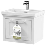 Traditional Wall Hung Vanity Basin Unit with Fireclay Basin - Choice of Size, Colour and Basin Type