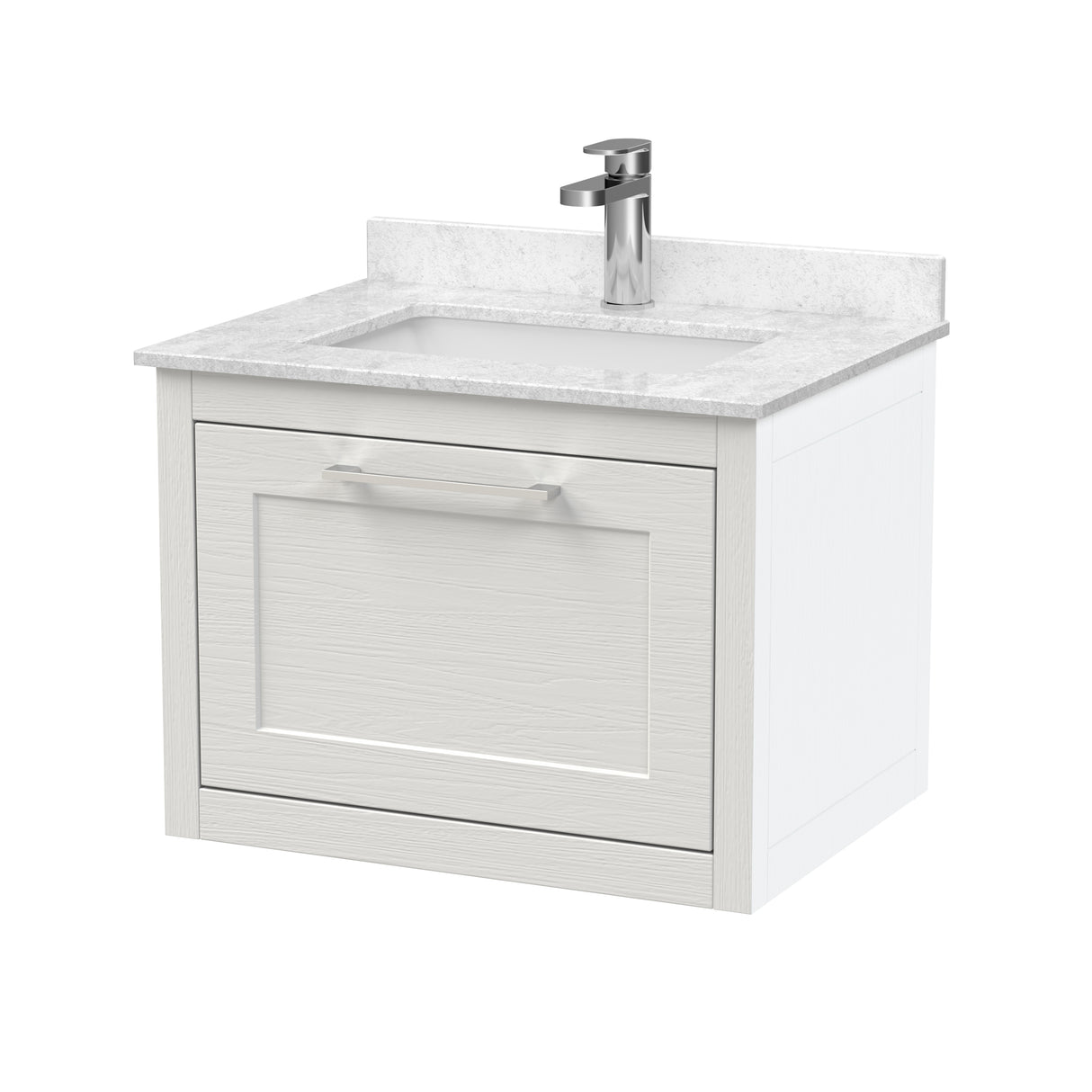 Traditional Bathroom Wall Hung Vanity Unit and Marble Worktop Basin - Choice of Size and Colour