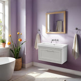 Traditional Wall Hung Vanity Basin Unit with Fireclay Basin - Choice of Size, Colour and Basin Type