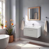 Traditional Bathroom Wall Hung Vanity Unit and Marble Worktop Basin - Choice of Size and Colour