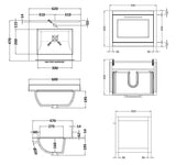 Traditional Bathroom Wall Hung Vanity Unit and Marble Worktop Basin - Choice of Size and Colour
