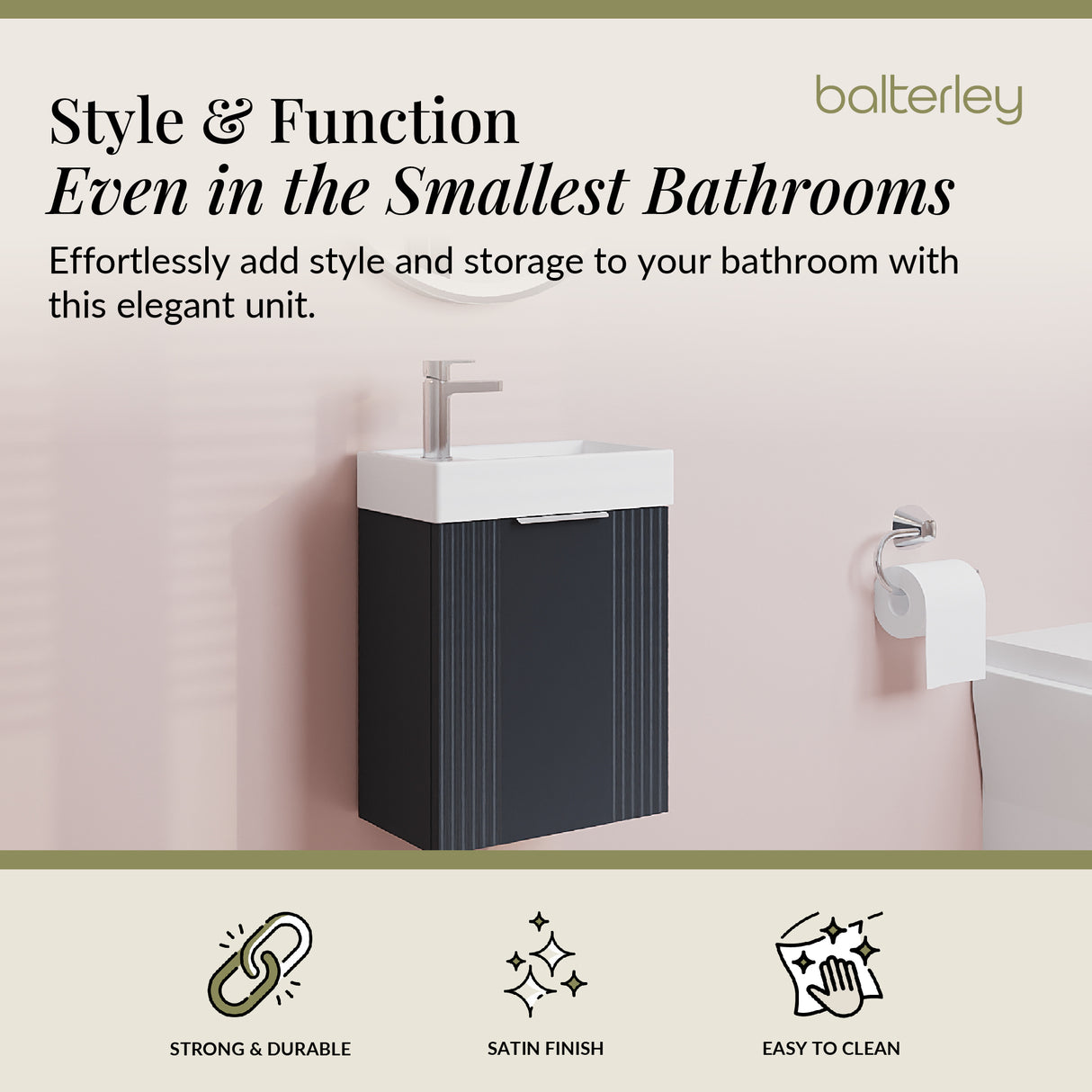 Retro Wall Hung Bathroom Cloakroom Vanity Basin Unit - Multiple Colours