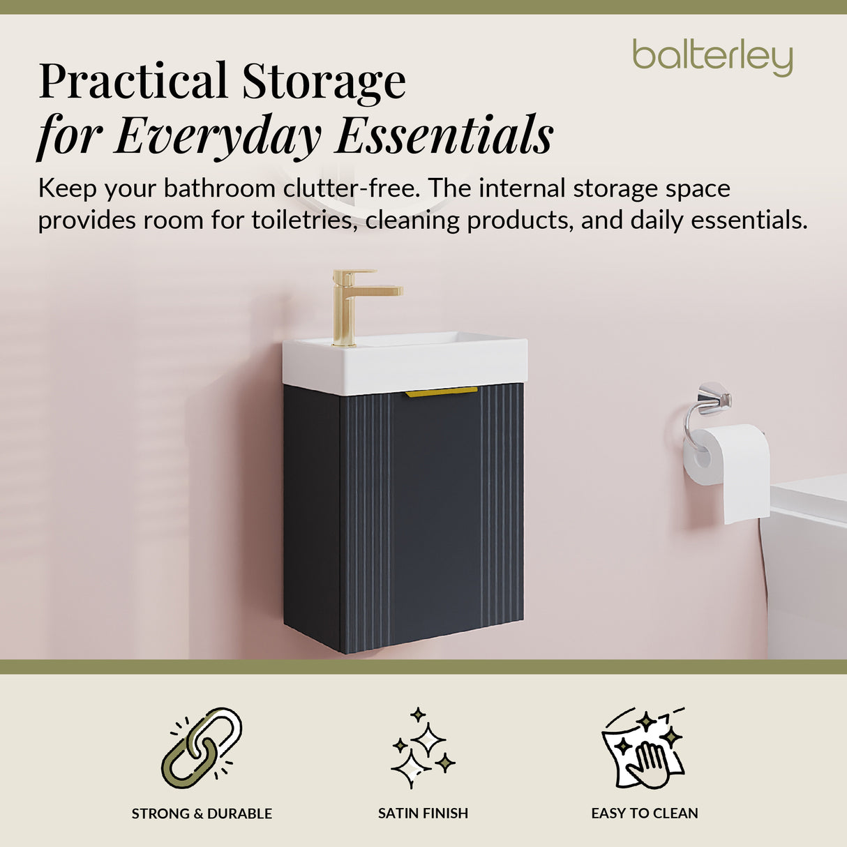 Retro Wall Hung Bathroom Cloakroom Vanity Basin Unit - Multiple Colours