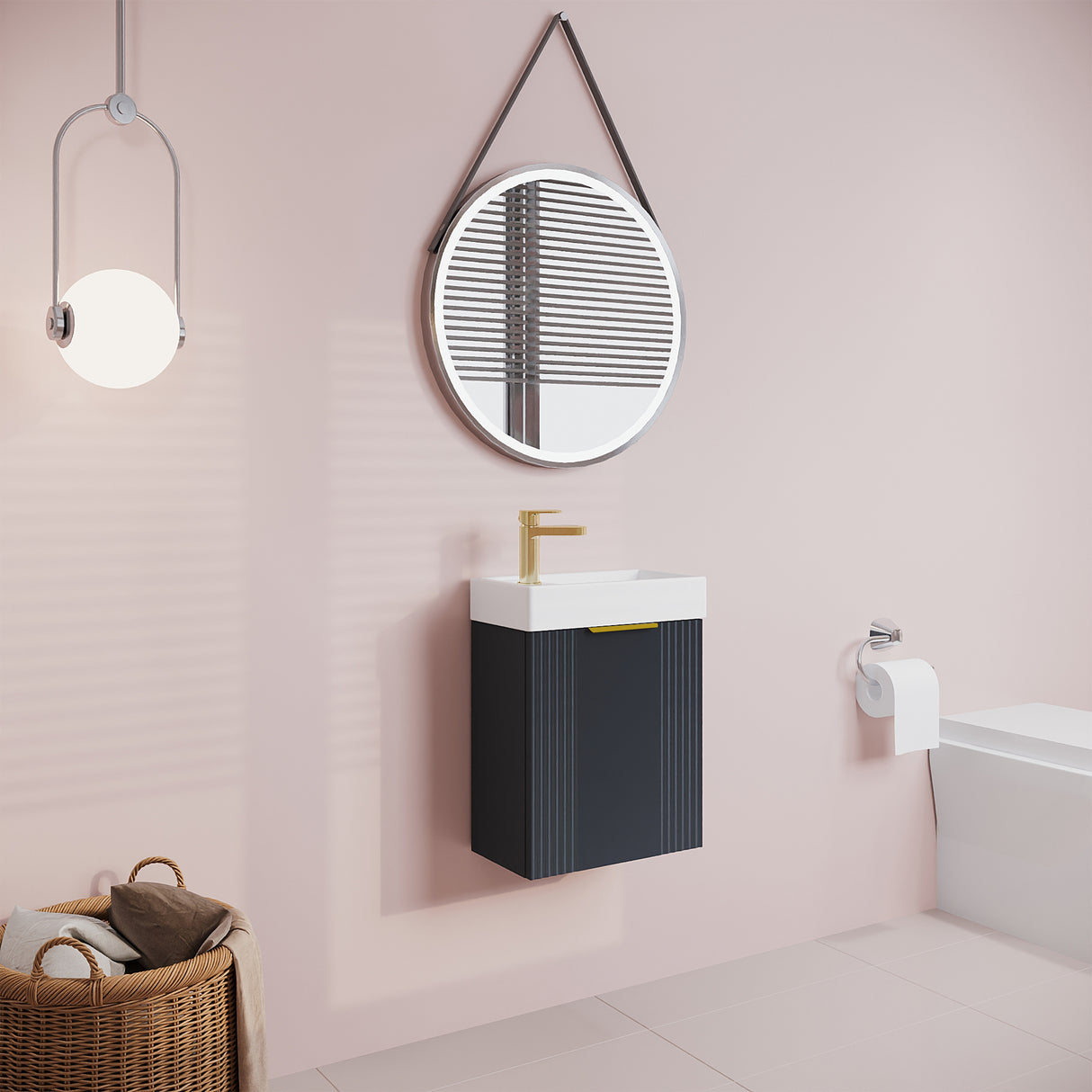 Retro Wall Hung Bathroom Cloakroom Vanity Basin Unit - Multiple Colours