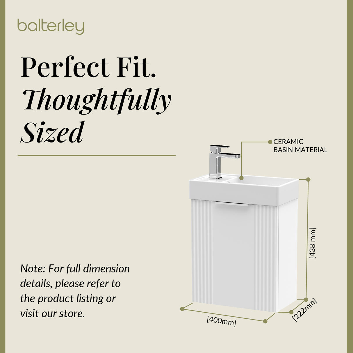 Retro Wall Hung Bathroom Cloakroom Vanity Basin Unit - Multiple Colours