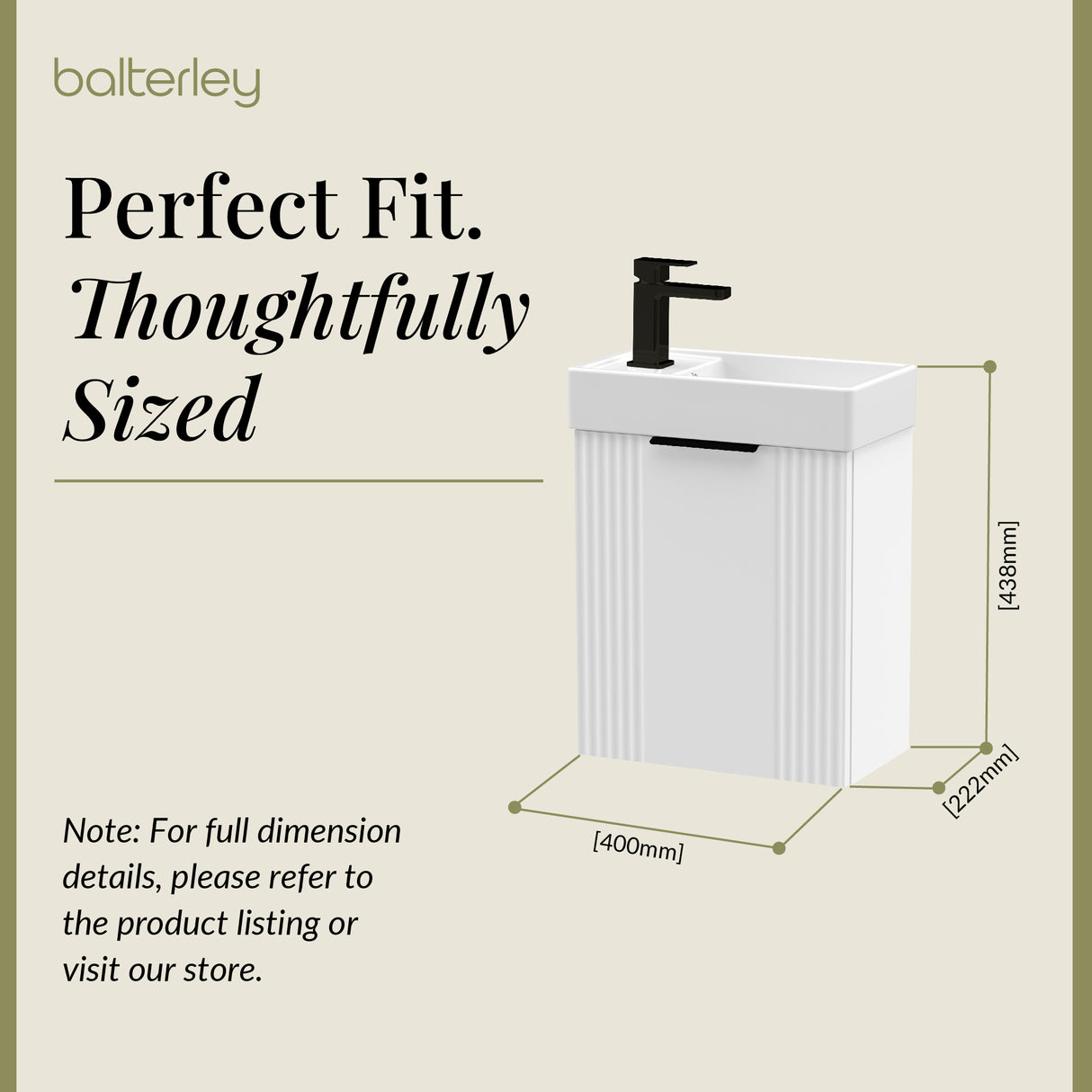 Retro Wall Hung Bathroom Cloakroom Vanity Basin Unit - Multiple Colours