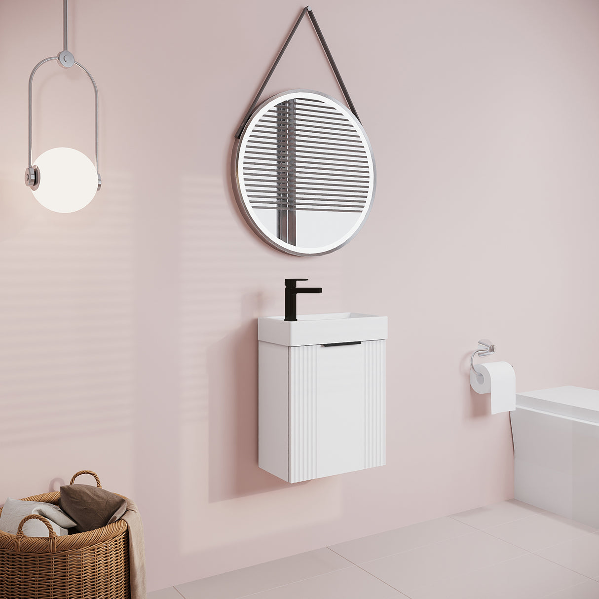 Retro Wall Hung Bathroom Cloakroom Vanity Basin Unit - Multiple Colours