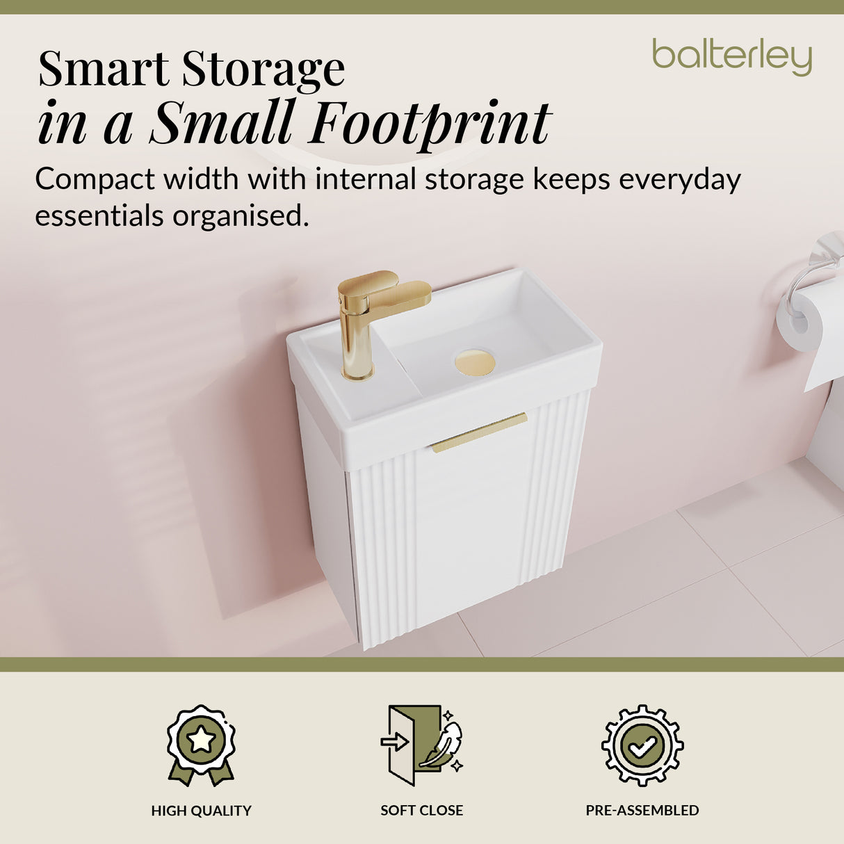 Retro Wall Hung Bathroom Cloakroom Vanity Basin Unit - Multiple Colours