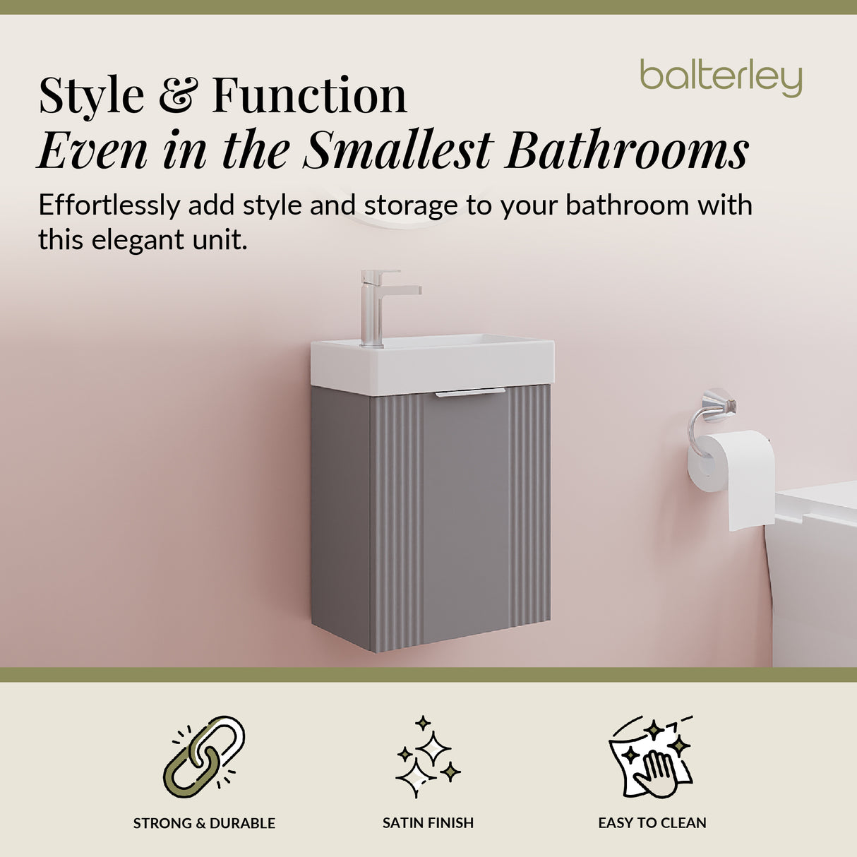 Retro Wall Hung Bathroom Cloakroom Vanity Basin Unit - Multiple Colours