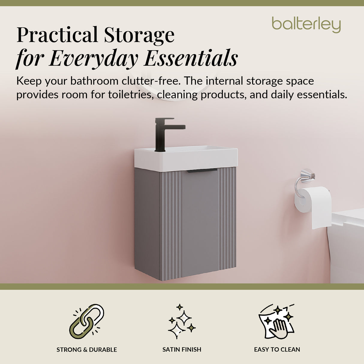 Retro Wall Hung Bathroom Cloakroom Vanity Basin Unit - Multiple Colours