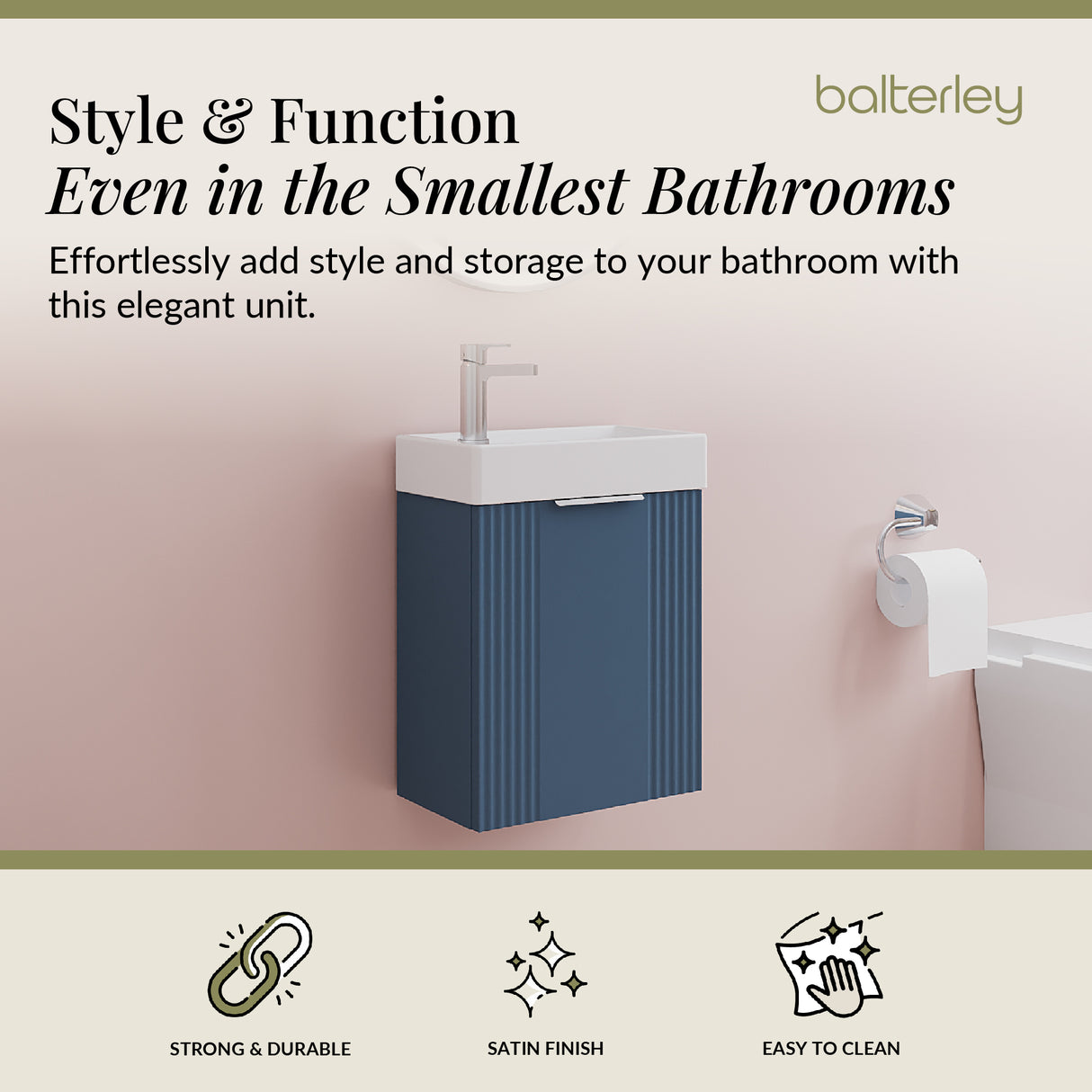 Retro Wall Hung Bathroom Cloakroom Vanity Basin Unit - Multiple Colours