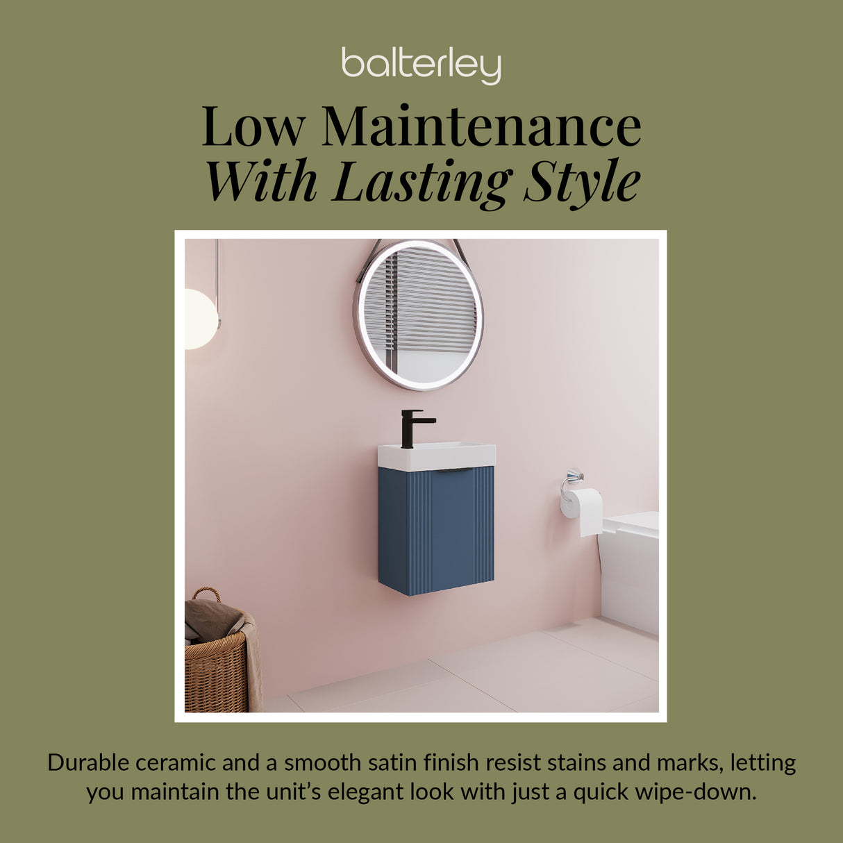 Retro Wall Hung Bathroom Cloakroom Vanity Basin Unit - Multiple Colours