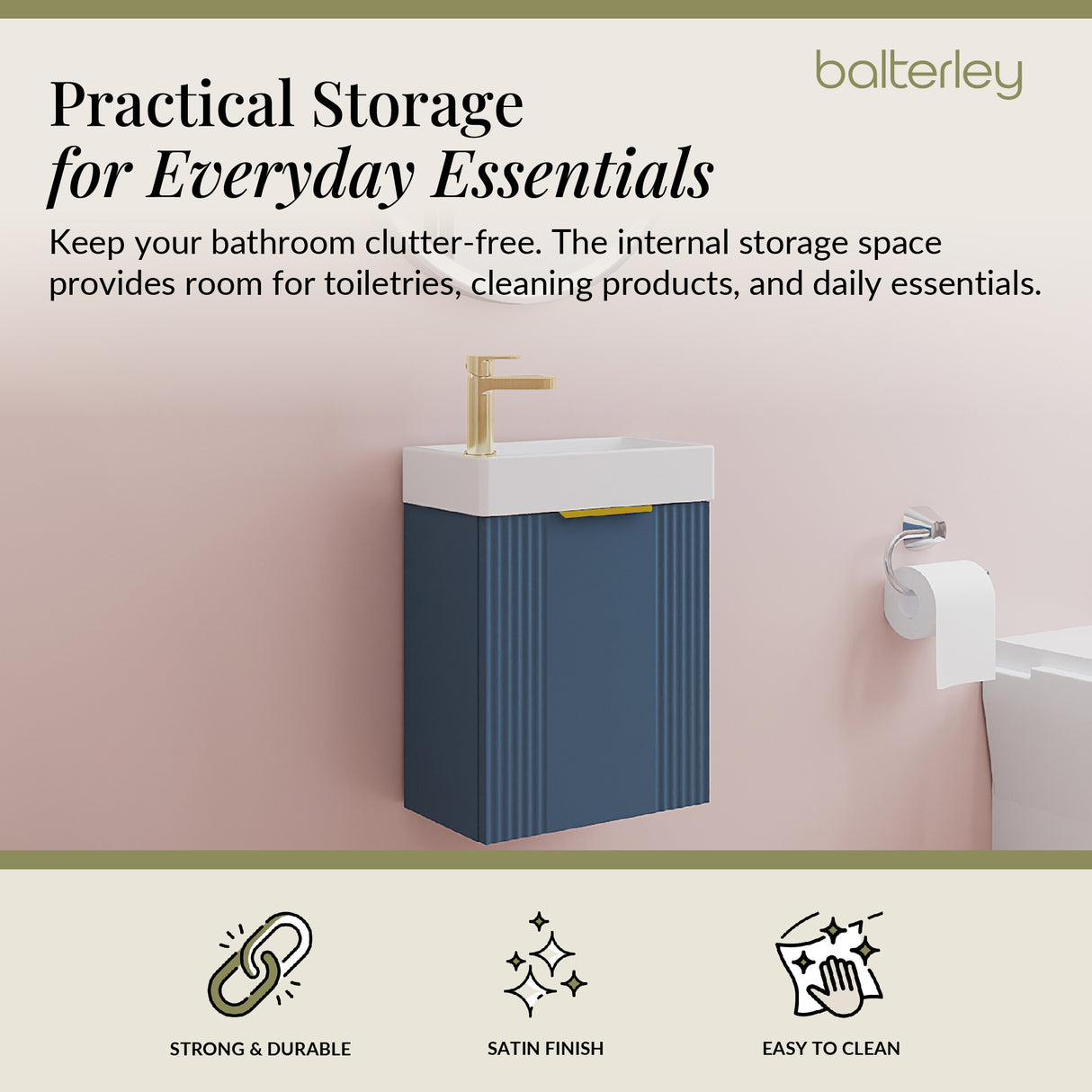 Retro Wall Hung Bathroom Cloakroom Vanity Basin Unit - Multiple Colours