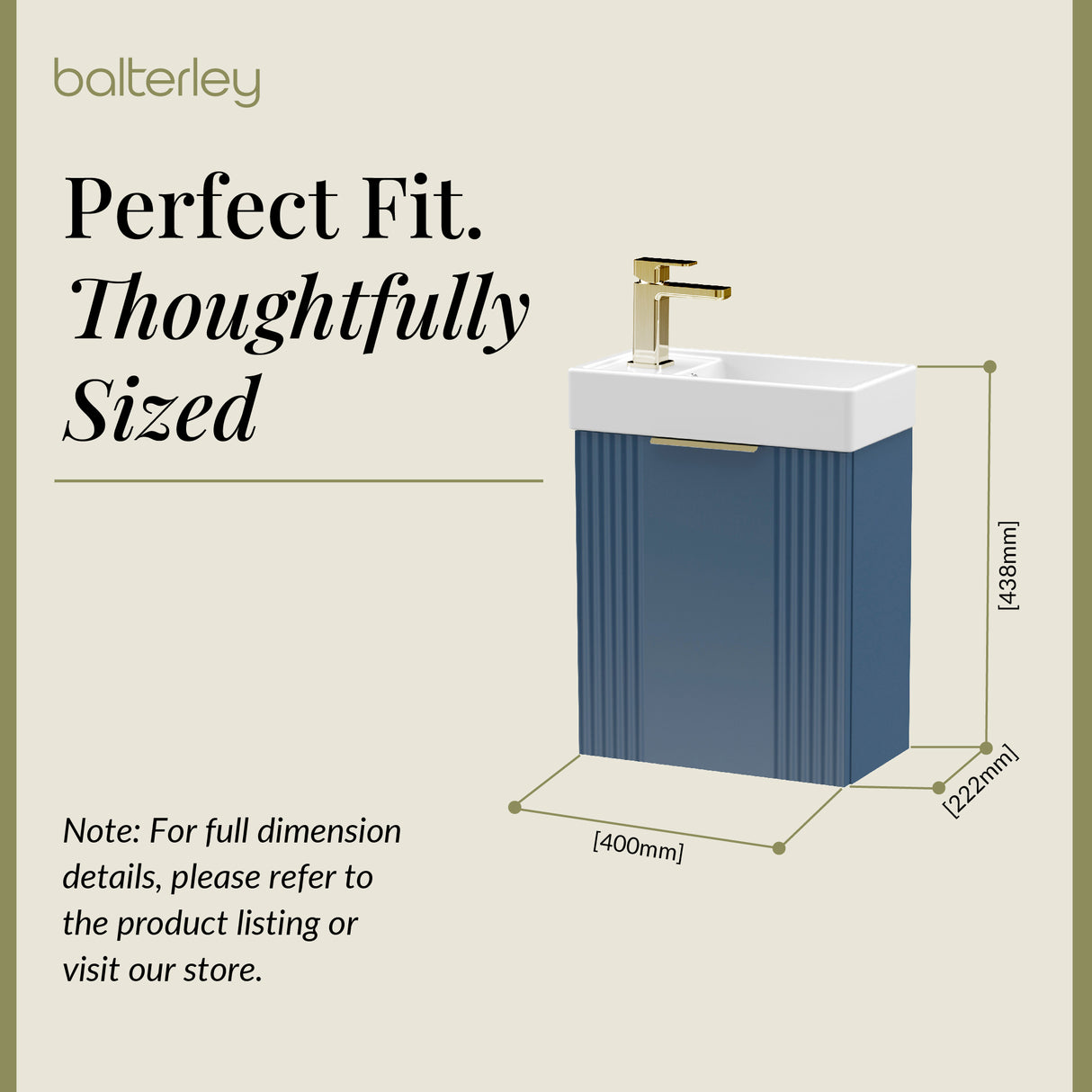 Retro Wall Hung Bathroom Cloakroom Vanity Basin Unit - Multiple Colours