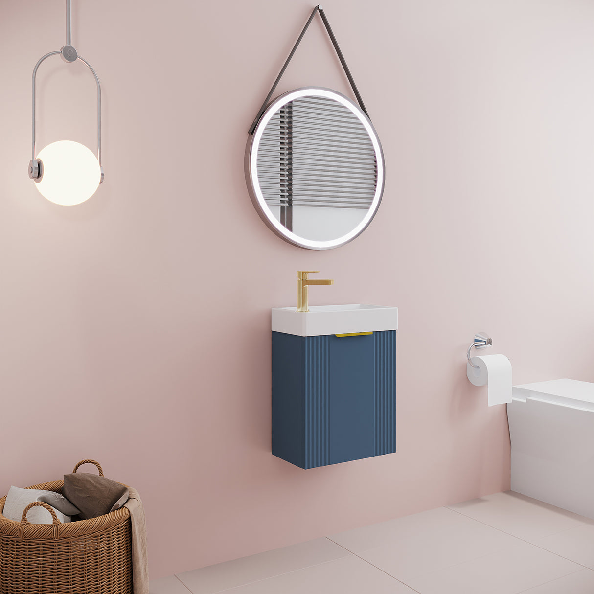 Retro Wall Hung Bathroom Cloakroom Vanity Basin Unit - Multiple Colours