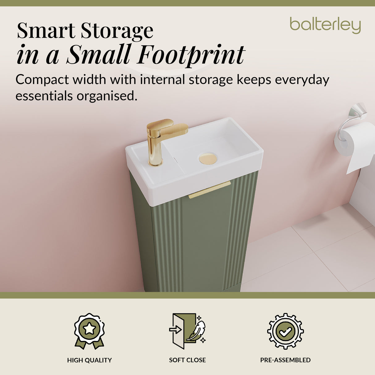 Retro Floor Standing  Bathroom Cloakroom Vanity Basin Unit - Multiple Colours